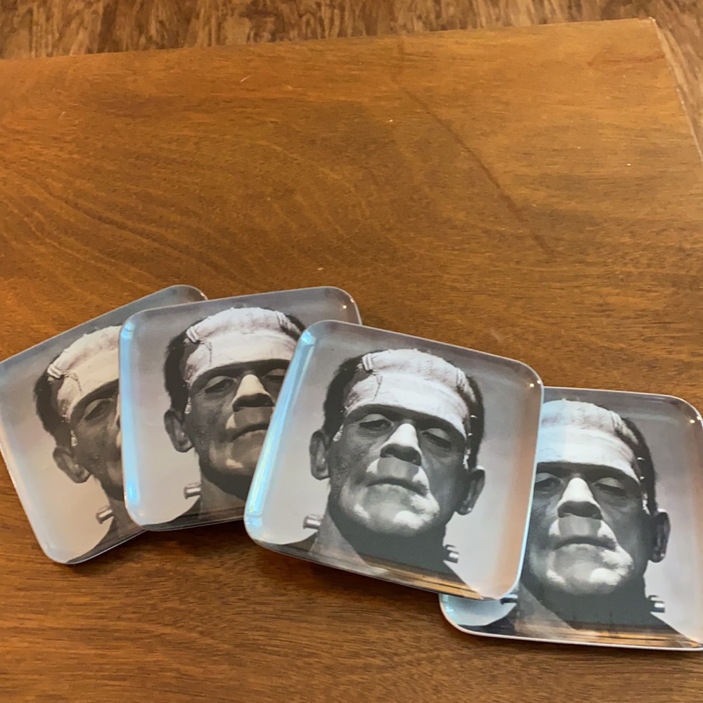 Set of 4 Frankenstein Halloween Melamine Plates